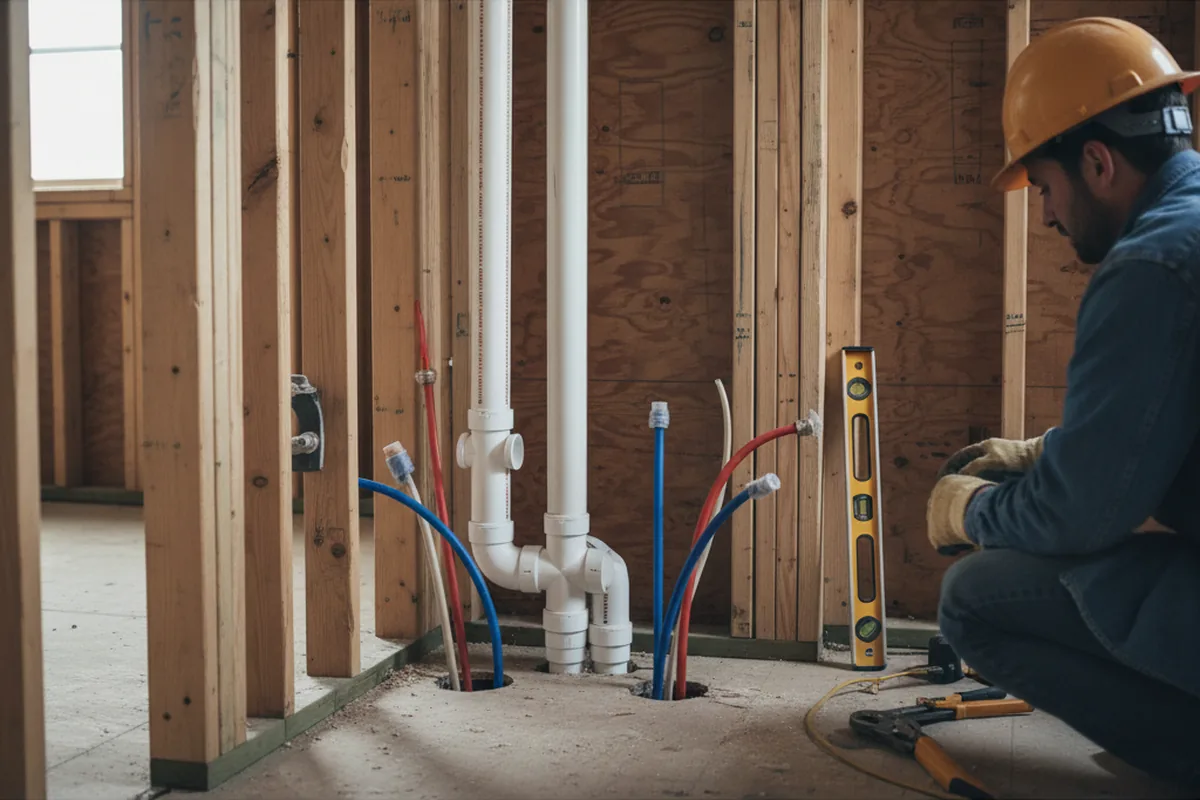 Drain and supply rough-in during Leak Detection in Spring Valley